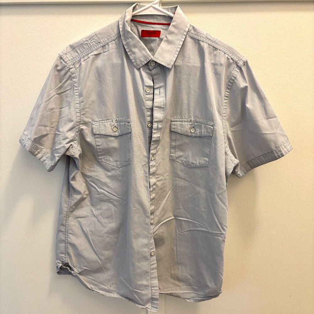 Alfani Men's Grayish-Blue Button Down - Two Front Pockets